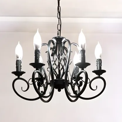 6-Light Black Iron Vintage Chandelier for Simple Charm  Image - 16