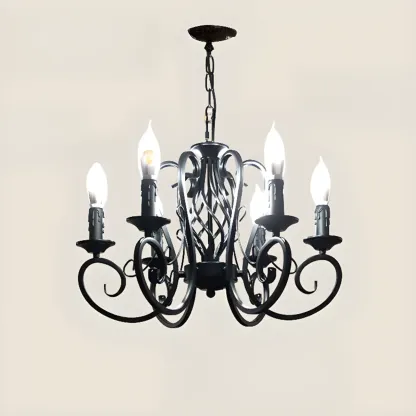 6-Light Black Iron Vintage Chandelier for Simple Charm  Image - 20