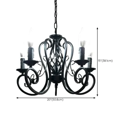 6-Light Black Iron Vintage Chandelier for Simple Charm  Image - 22