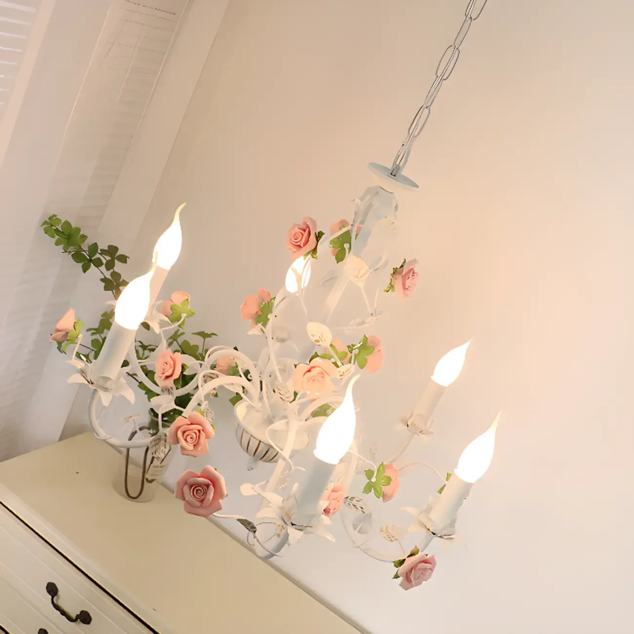 Vintage Metal Floral Shape Chandelier with Height Adaptive  Image - 4