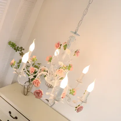 Vintage Metal Floral Shape Chandelier with Height Adaptive  Image - 4