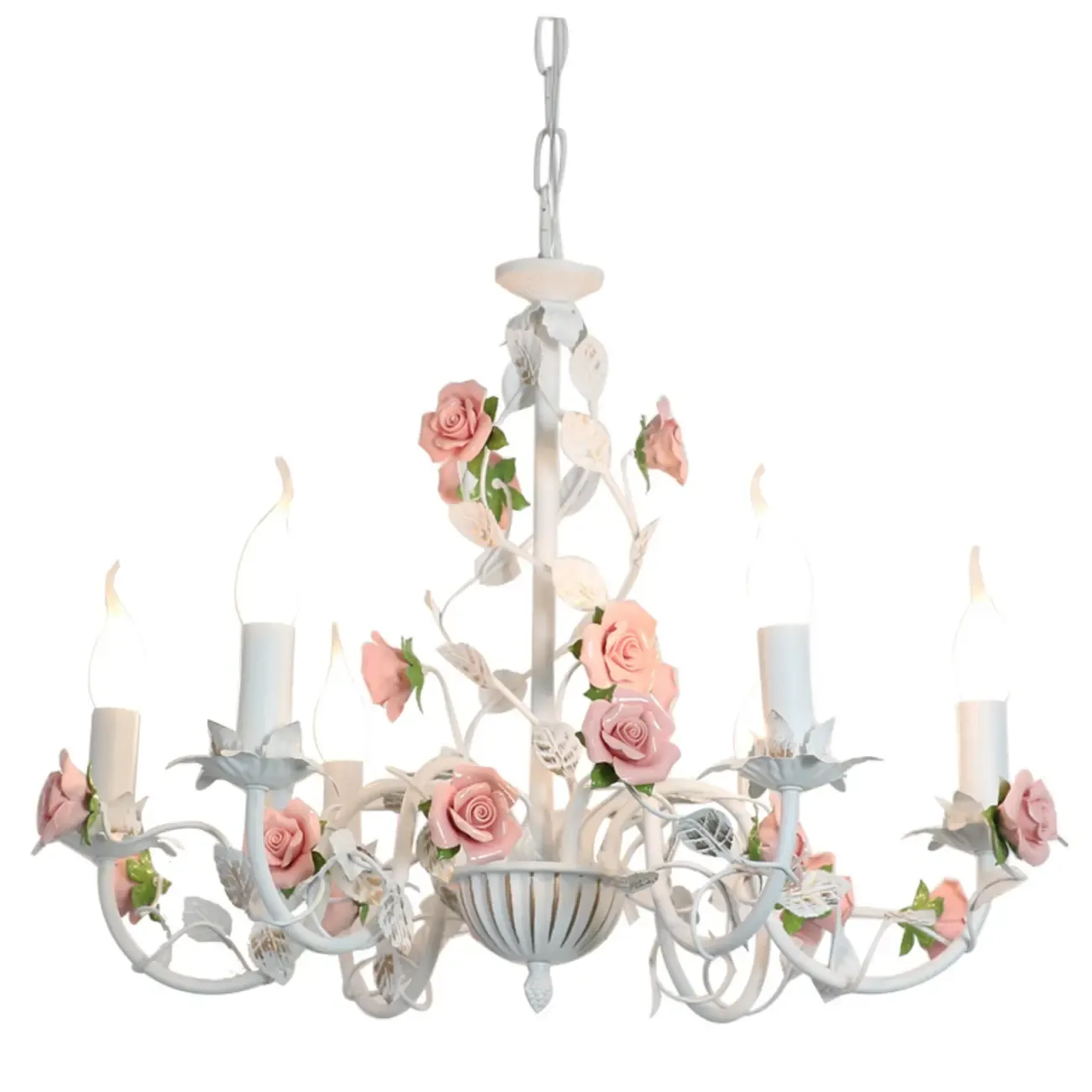 Vintage Metal Floral Shape Chandelier with Height Adaptive  Image - 5