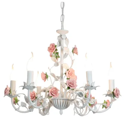 Vintage Metal Floral Shape Chandelier with Height Adaptive  Image - 5