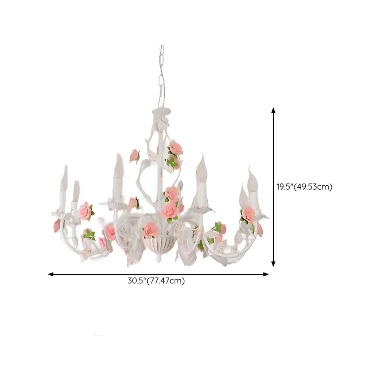 Vintage Metal Floral Shape Chandelier with Height Adaptive  Image - 14
