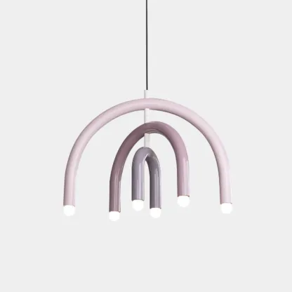 Modern 6-Light LED Chandelier  with Rainbow Shape Design Image - 2
