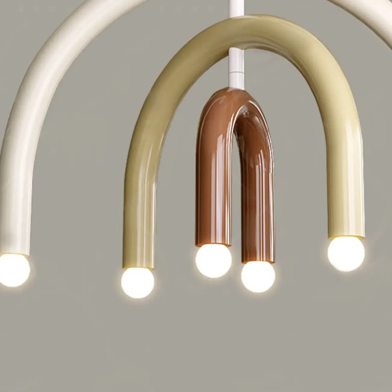 Modern 6-Light LED Chandelier with Rainbow Shape Design Image - 12
