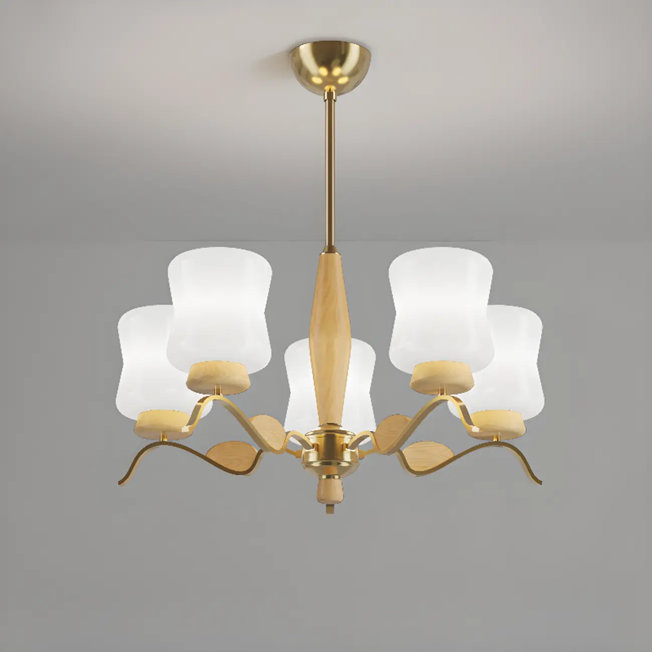 Modern Metal Chandelier with White Glass Shade for Home Decor Image - 3 | homeyfad