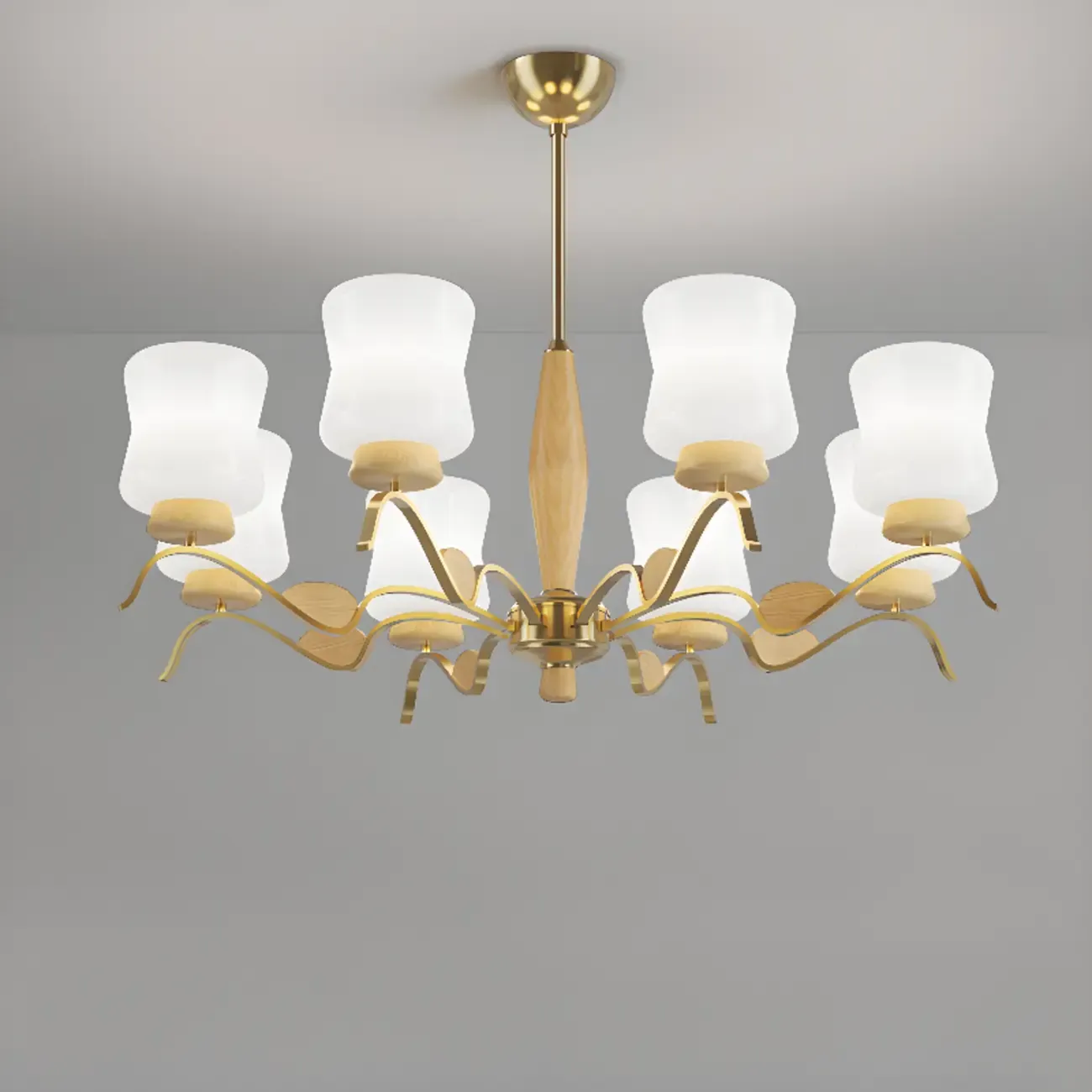 Modern Metal Chandelier with White Glass Shade for Home Decor Image - 5
