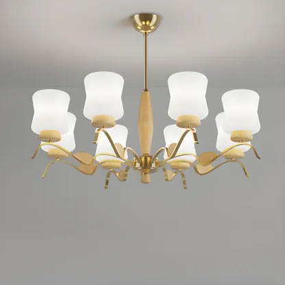 Modern Metal Chandelier with White Glass Shade for Home Decor Image - 5