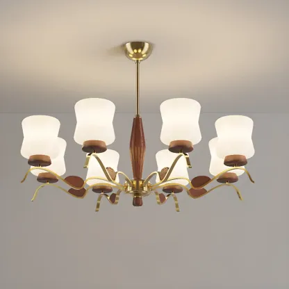 Modern Metal Chandelier with White Glass Shade for Home Decor Image - 8