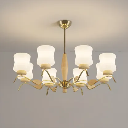 Modern Metal Chandelier with White Glass Shade for Home Decor Image - 10