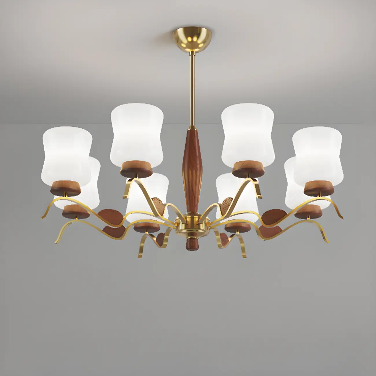 Modern Metal Chandelier with White Glass Shade for Home Decor Image - 11 | homeyfad