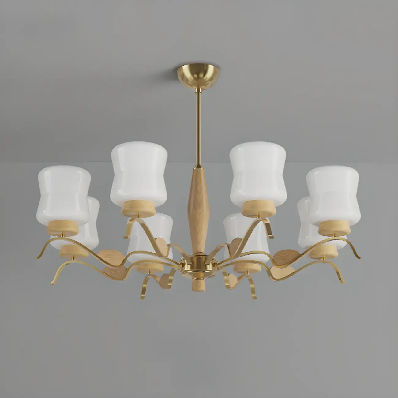 Modern Metal Chandelier with White Glass Shade for Home Decor Image - 12