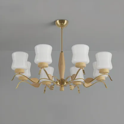 Modern Metal Chandelier with White Glass Shade for Home Decor Image - 12