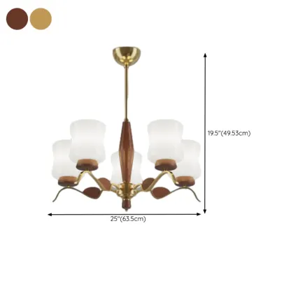 Modern Metal Chandelier with White Glass Shade for Home Decor Image - 18