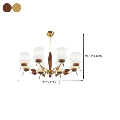 Modern Metal Chandelier with White Glass Shade for Home Decor Image - 19