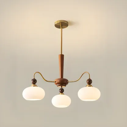 Modern Multi-Light Glass Globe Chandelier with White Shade Image - 2