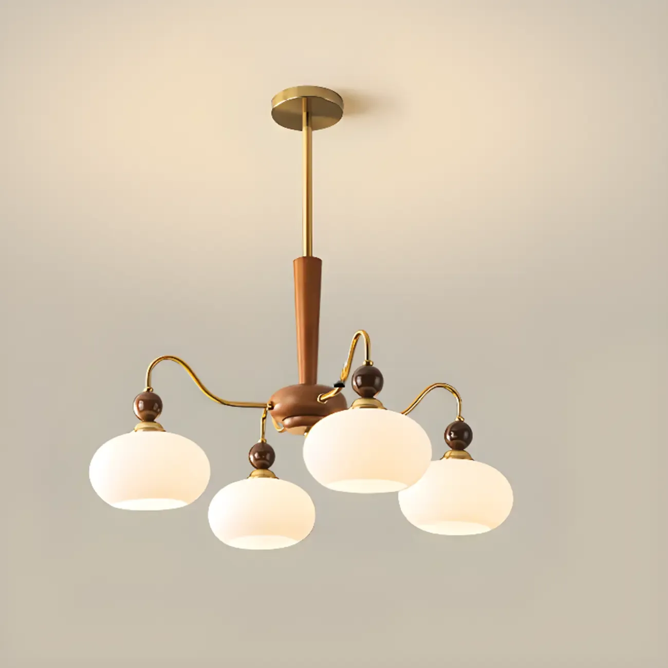 Modern Multi-Light Glass Globe Chandelier with White Shade Image - 3