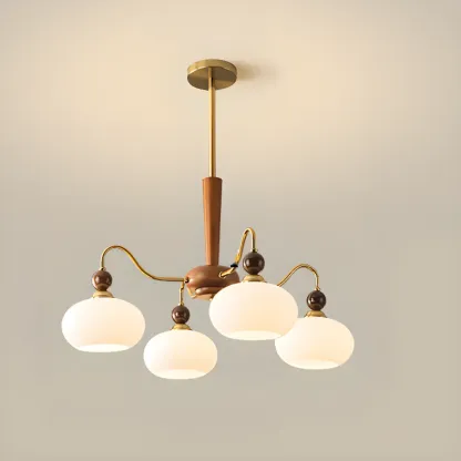 Modern Multi-Light Glass Globe Chandelier with White Shade Image - 3