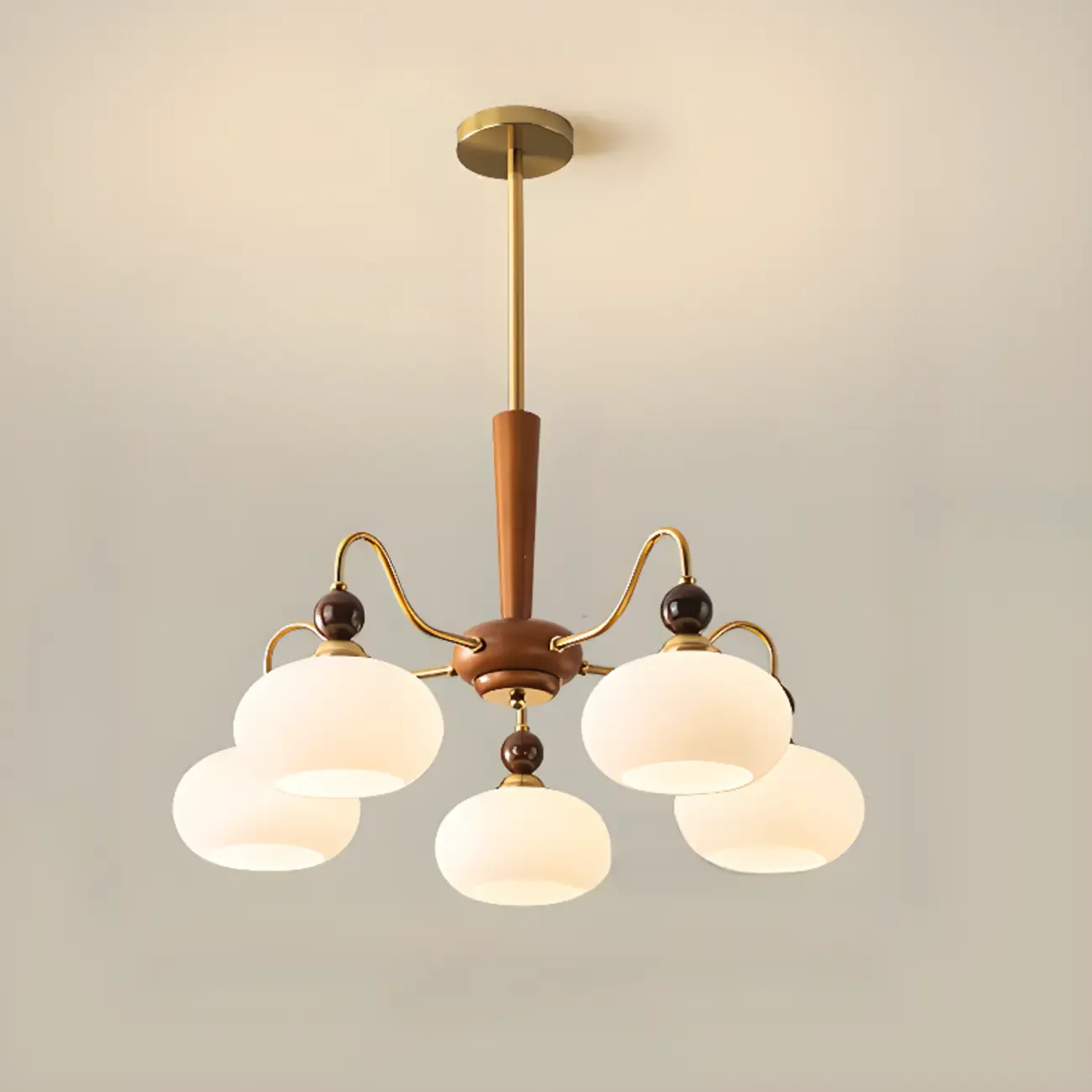 Modern Multi-Light Glass Globe Chandelier with White Shade Image - 5