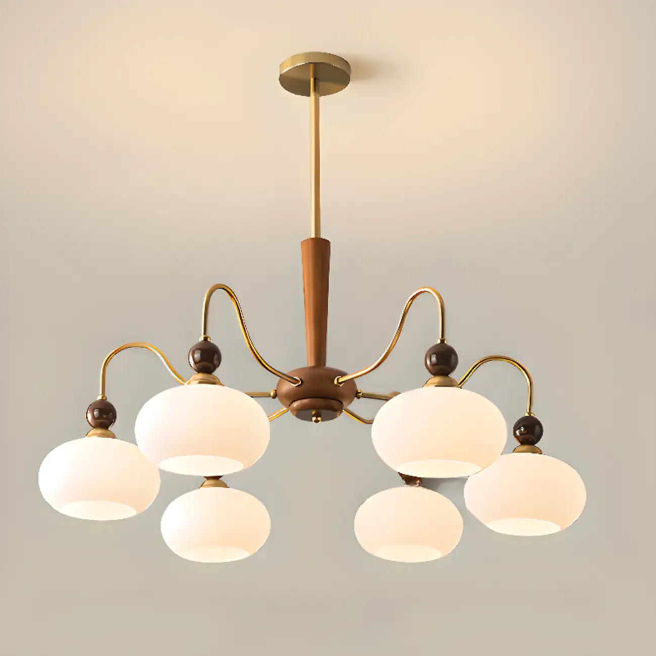 Modern Multi-Light Glass Globe Chandelier with White Shade Image - 7