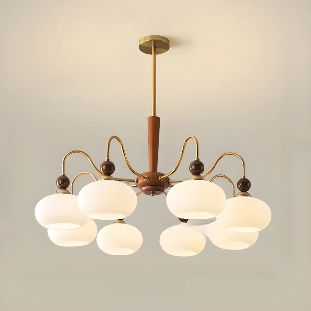 Modern Multi-Light Glass Globe Chandelier with White Shade Image - 9