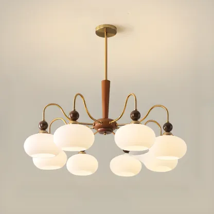 Modern Multi-Light Glass Globe Chandelier with White Shade Image - 9