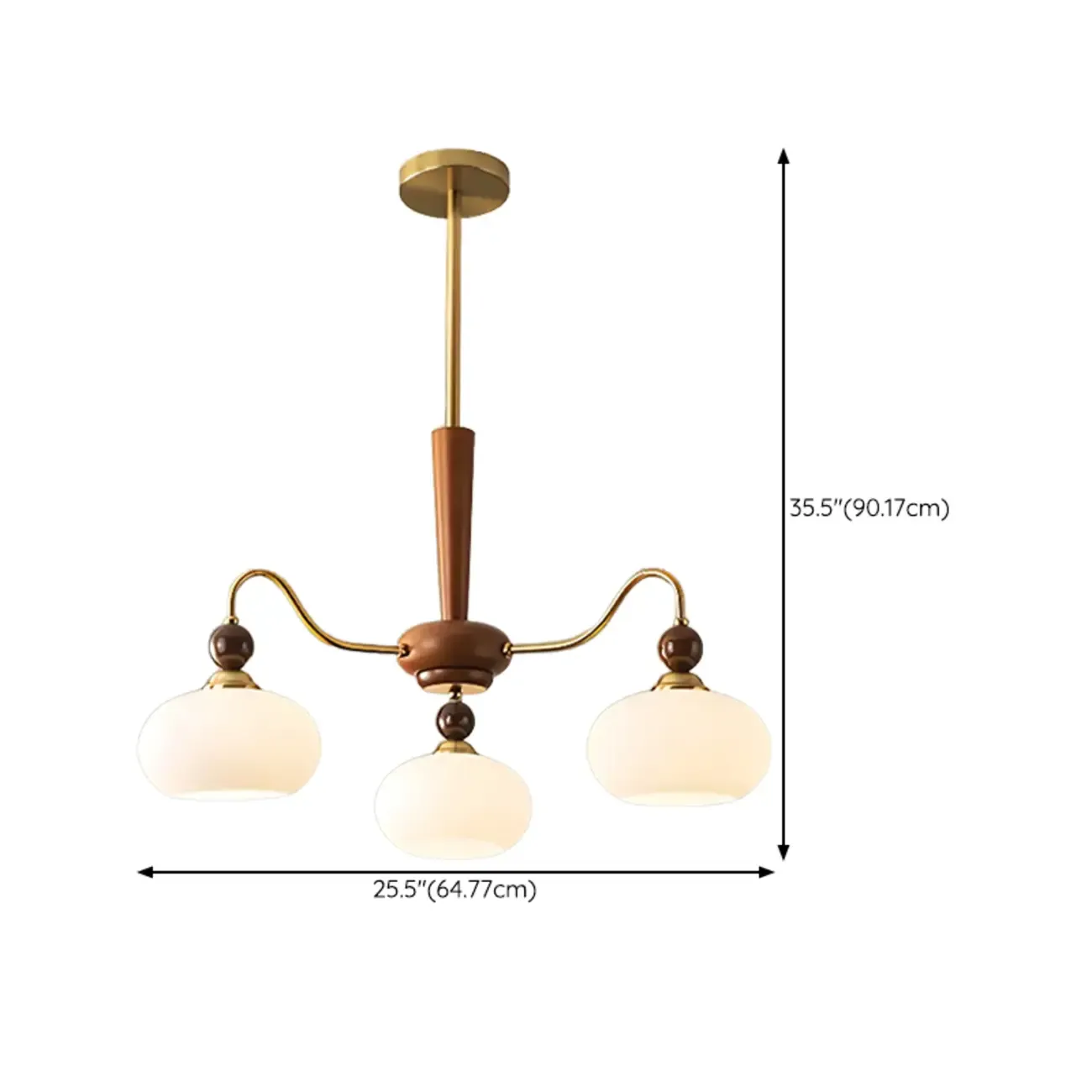 Modern Multi-Light Glass Globe Chandelier with White Shade #size