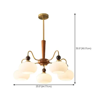 Modern Multi-Light Glass Globe Chandelier with White Shade Image - 14