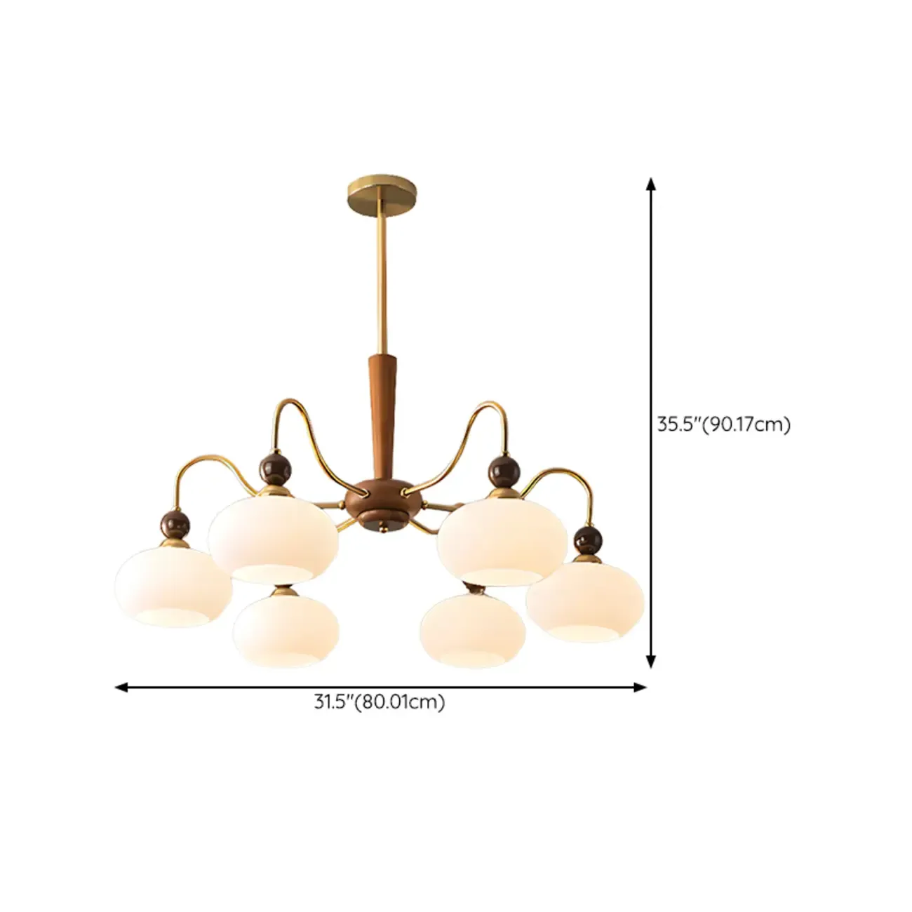 Modern Multi-Light Glass Globe Chandelier with White Shade Image - 15