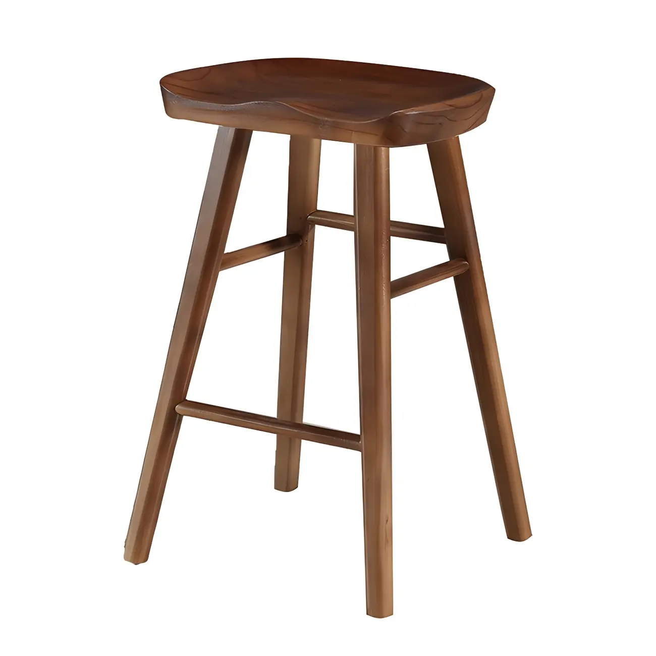 Rustic Solid Wood Backless Bar Stools with Footrest for Kitchen Image - 22 | homeyfad