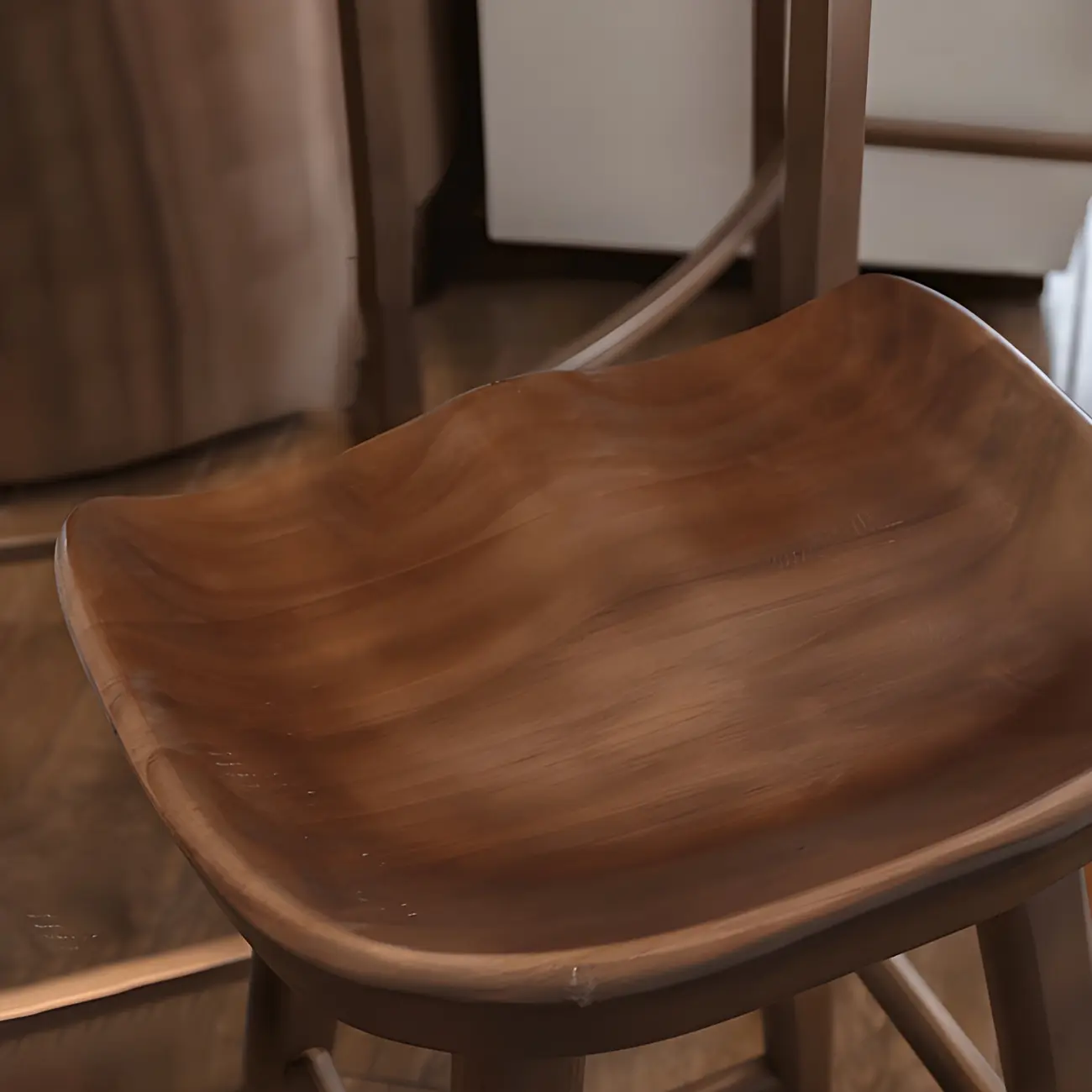 Rustic Solid Wood Backless Bar Stools with Footrest for Kitchen Image - 11 | homeyfad