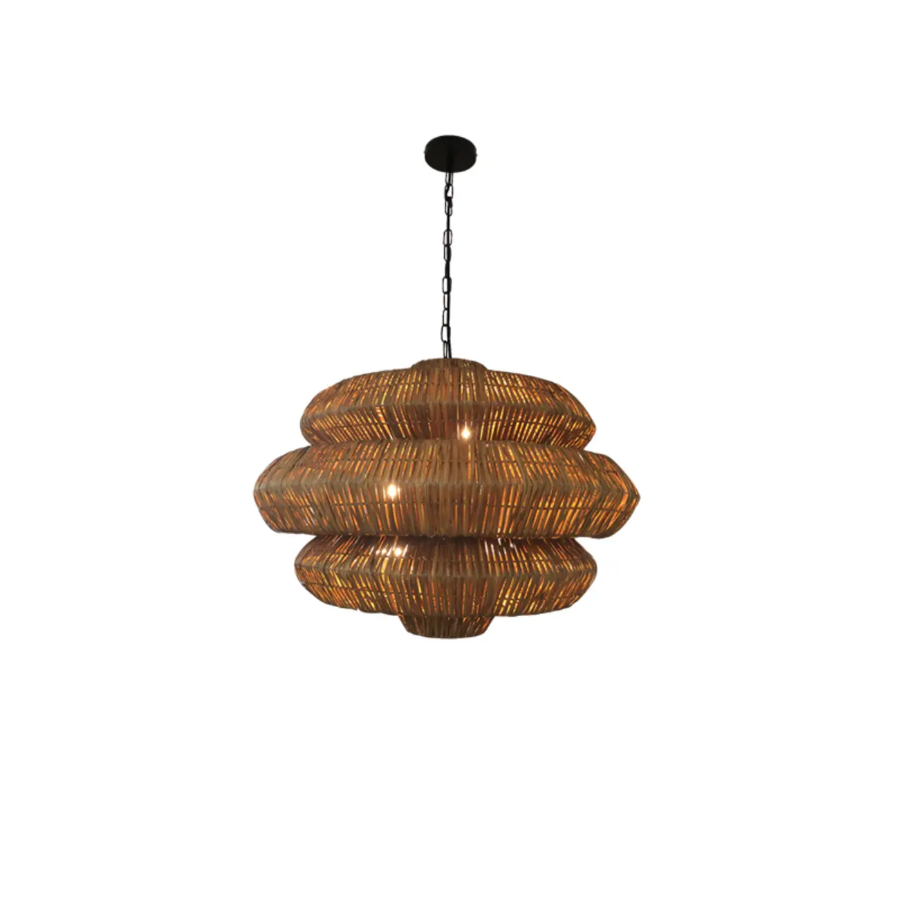 Vintage Rattan 3 Tiers Chandelier for Living Room Decor Image - 3 | homeyfad