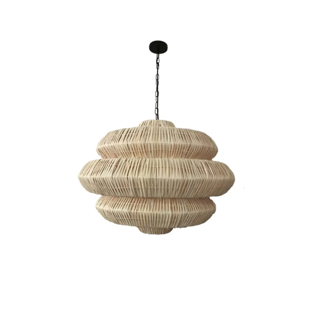 Vintage Rattan 3 Tiers Chandelier for Living Room Decor Image - 5