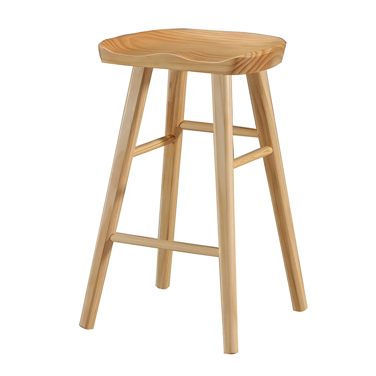 Rustic Solid Wood Backless Bar Stools with Footrest for Kitchen Image - 25 | homeyfad