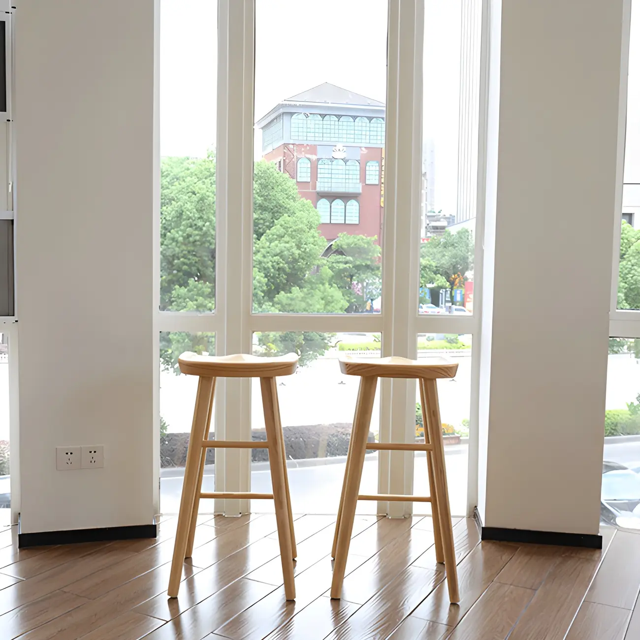 Rustic Solid Wood Backless Bar Stools with Footrest for Kitchen Image - 6 | homeyfad