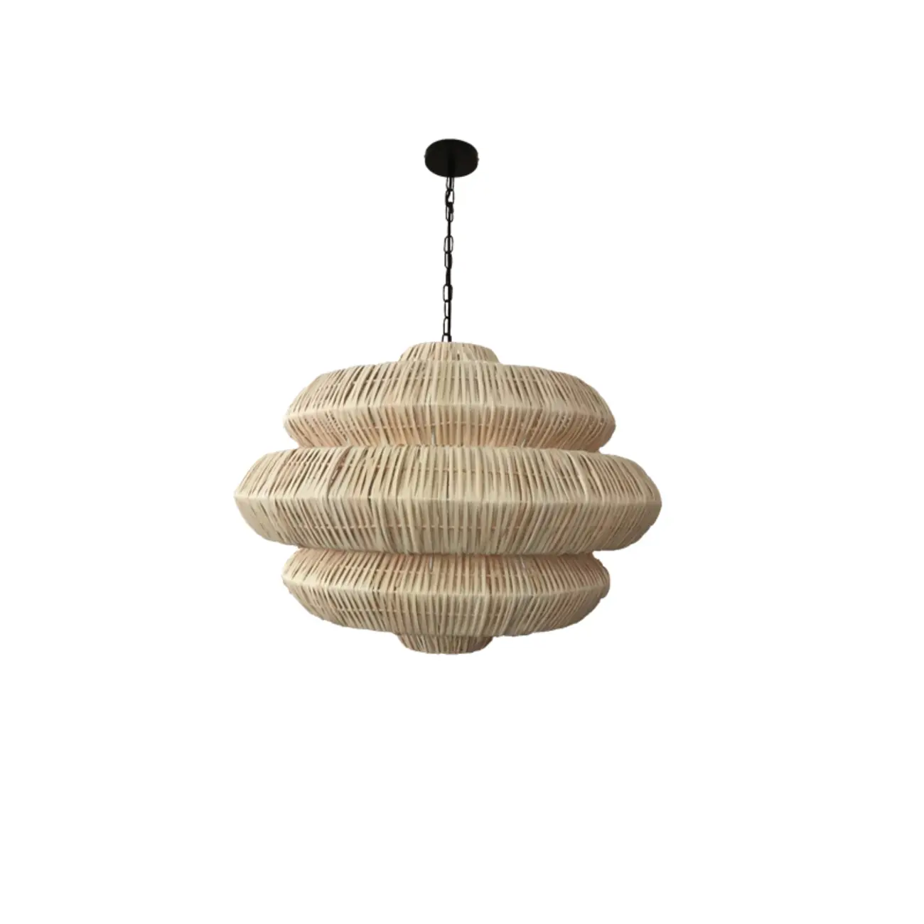 Vintage Rattan 3 Tiers Chandelier for Living Room Decor Image - 7 | homeyfad