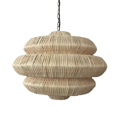 Vintage Rattan 3 Tiers Chandelier for Living Room Decor Image - 10