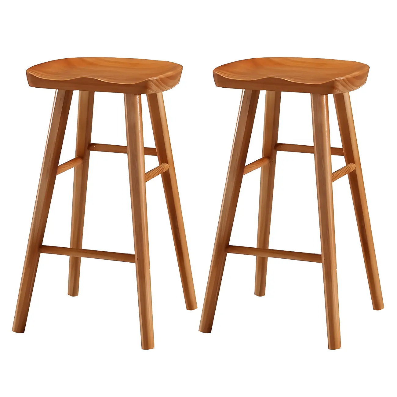 Rustic Solid Wood Backless Bar Stools with Footrest for Kitchen Image - 29 | homeyfad