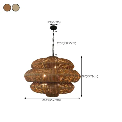 Vintage Rattan 3 Tiers Chandelier for Living Room Decor Image - 15