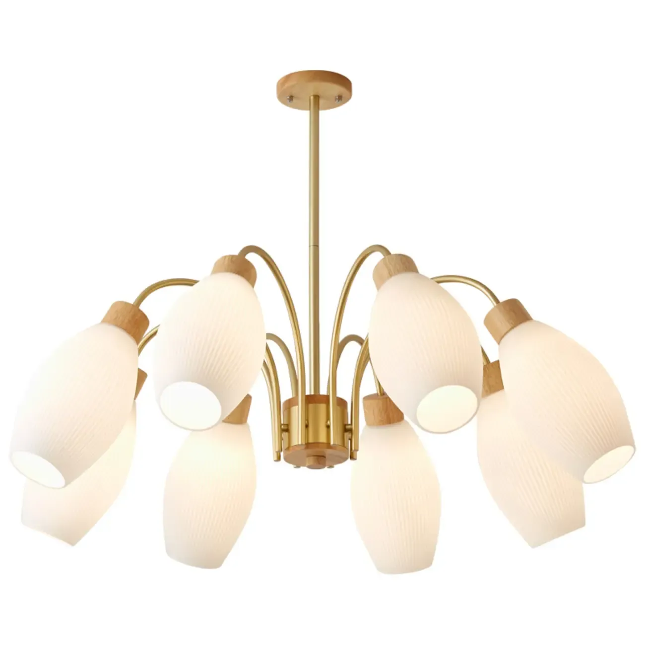 Modern Adjustable White Chandelier with Glass Shades Image - 5