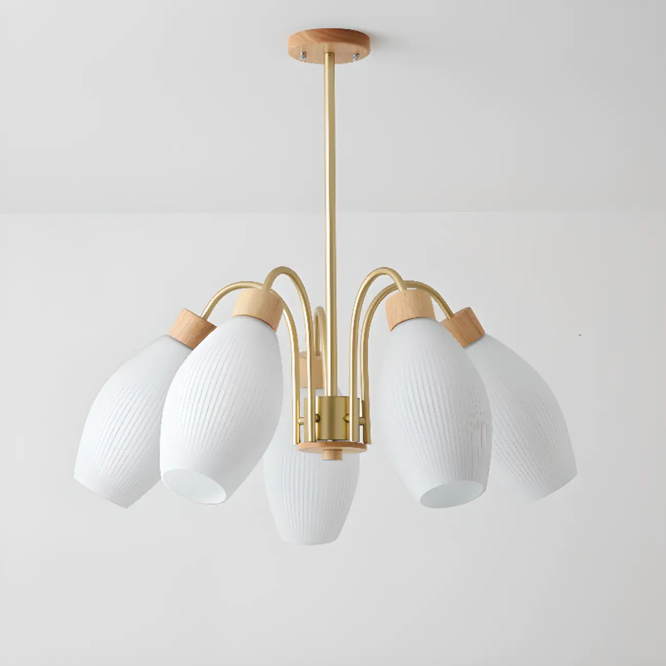 Modern Adjustable White Chandelier with Glass Shades Image - 9 | homeyfad