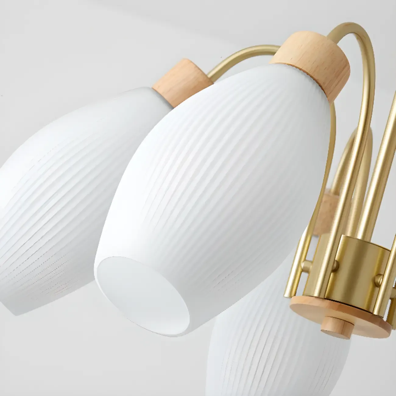 Modern Adjustable White Chandelier with Glass Shades Image - 10