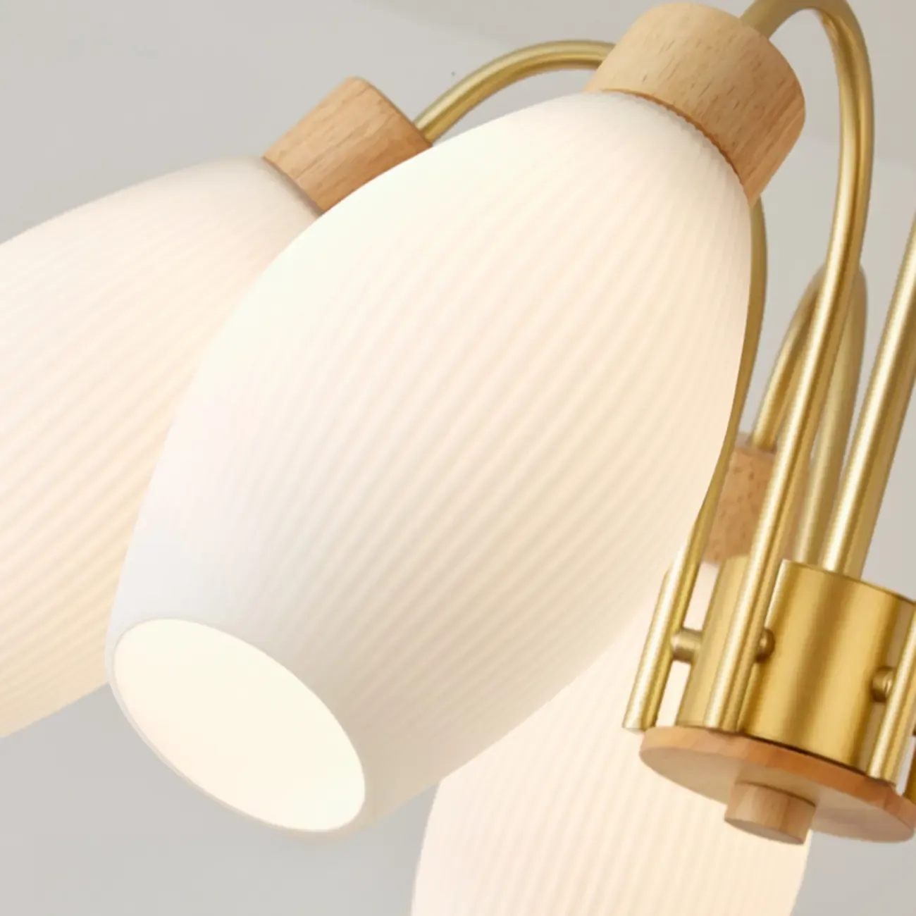 Modern Adjustable White Chandelier with Glass Shades Image - 12