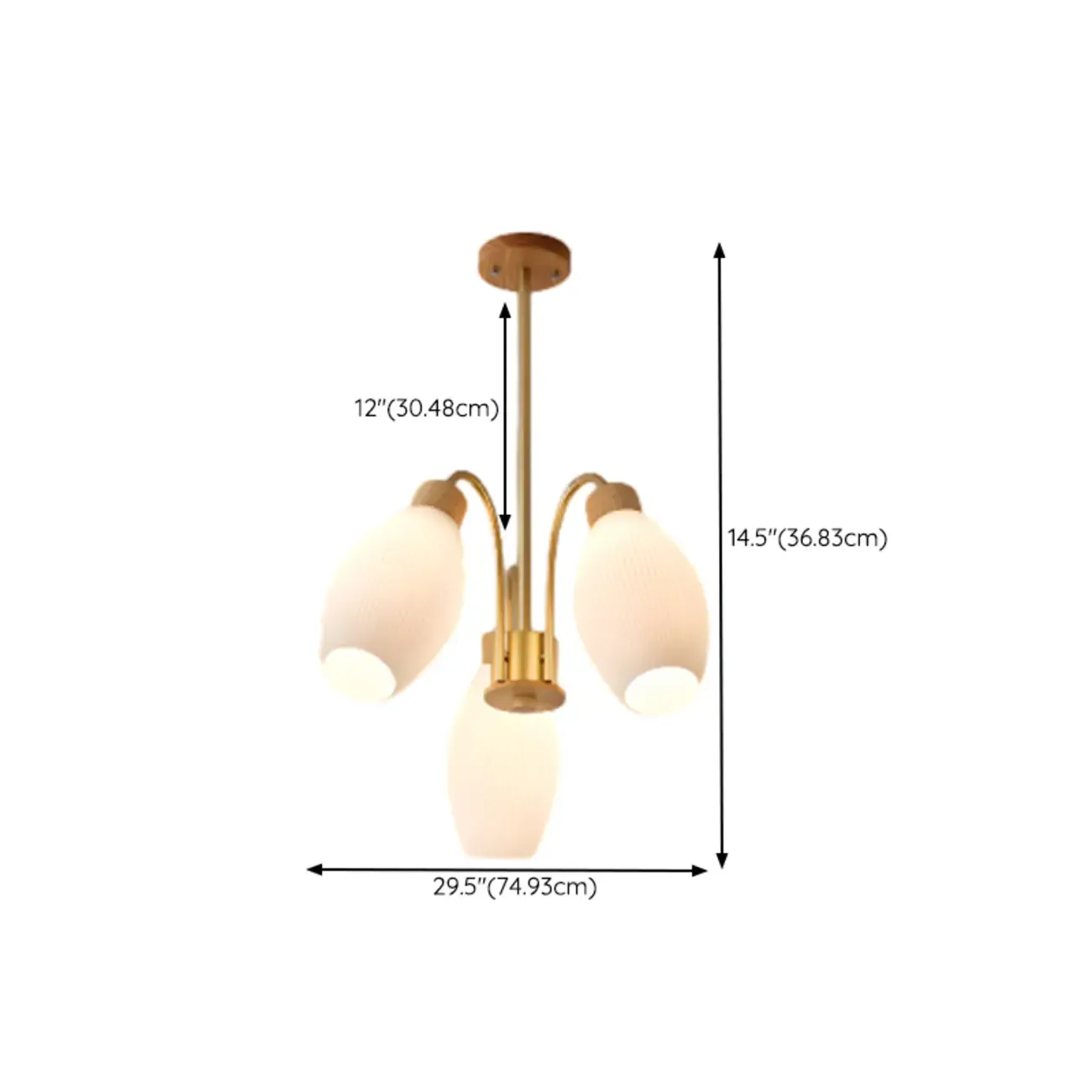 Modern Adjustable White Chandelier with Glass Shades #size