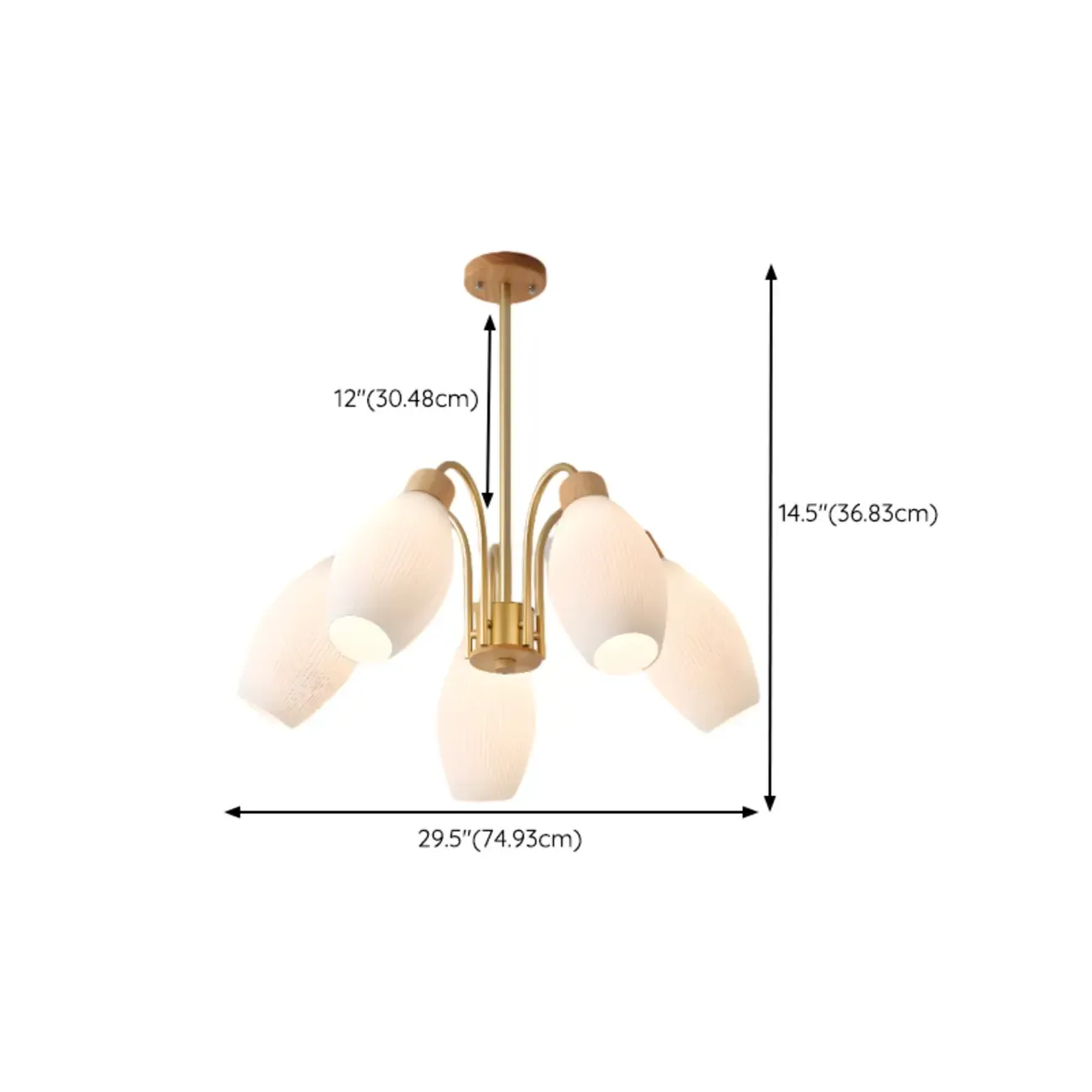 Modern Adjustable White Chandelier with Glass Shades Image - 14