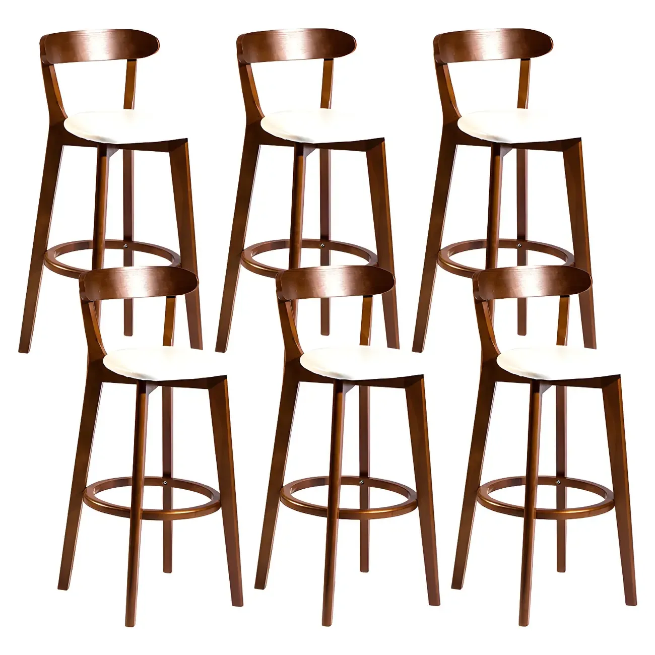 Wooden Upholstered Low Back Bar Height Stools Set of 2