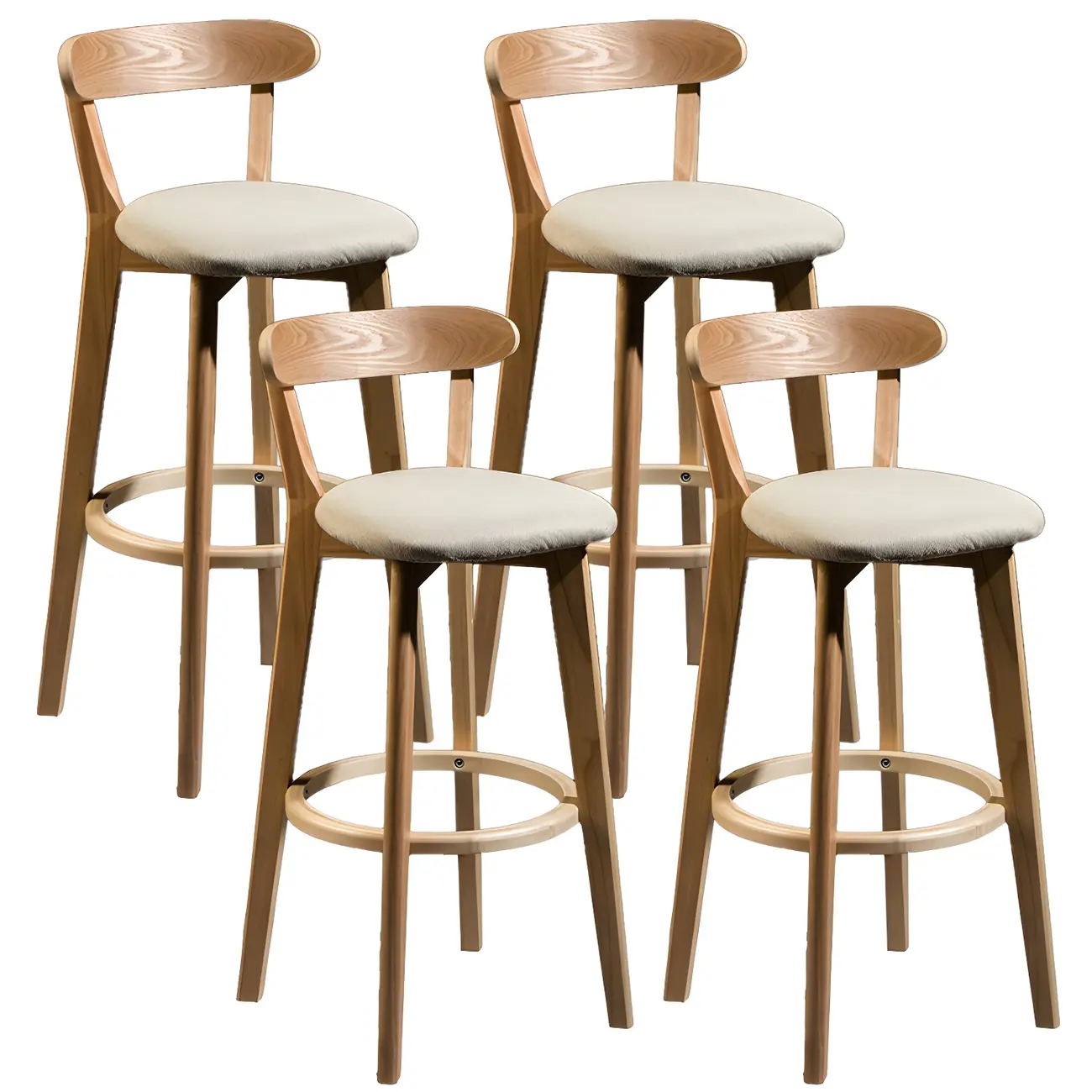 Wooden Upholstered Low Back Bar Height Stools Set of 2 | homeyfad