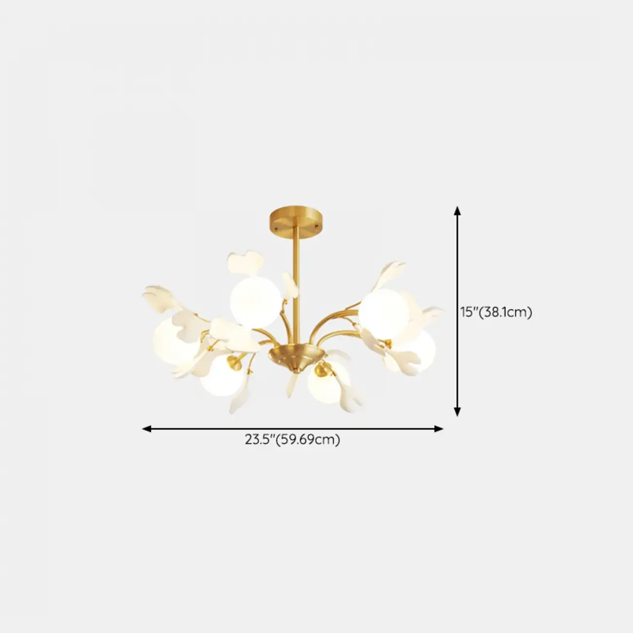 Modern Brass Branch Chandelier with Elegant Design #size