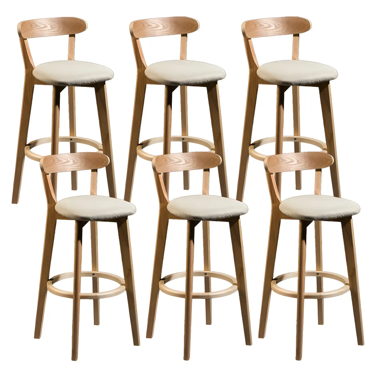 Wooden Upholstered Low Back Bar Height Stools Set of 2 | homeyfad